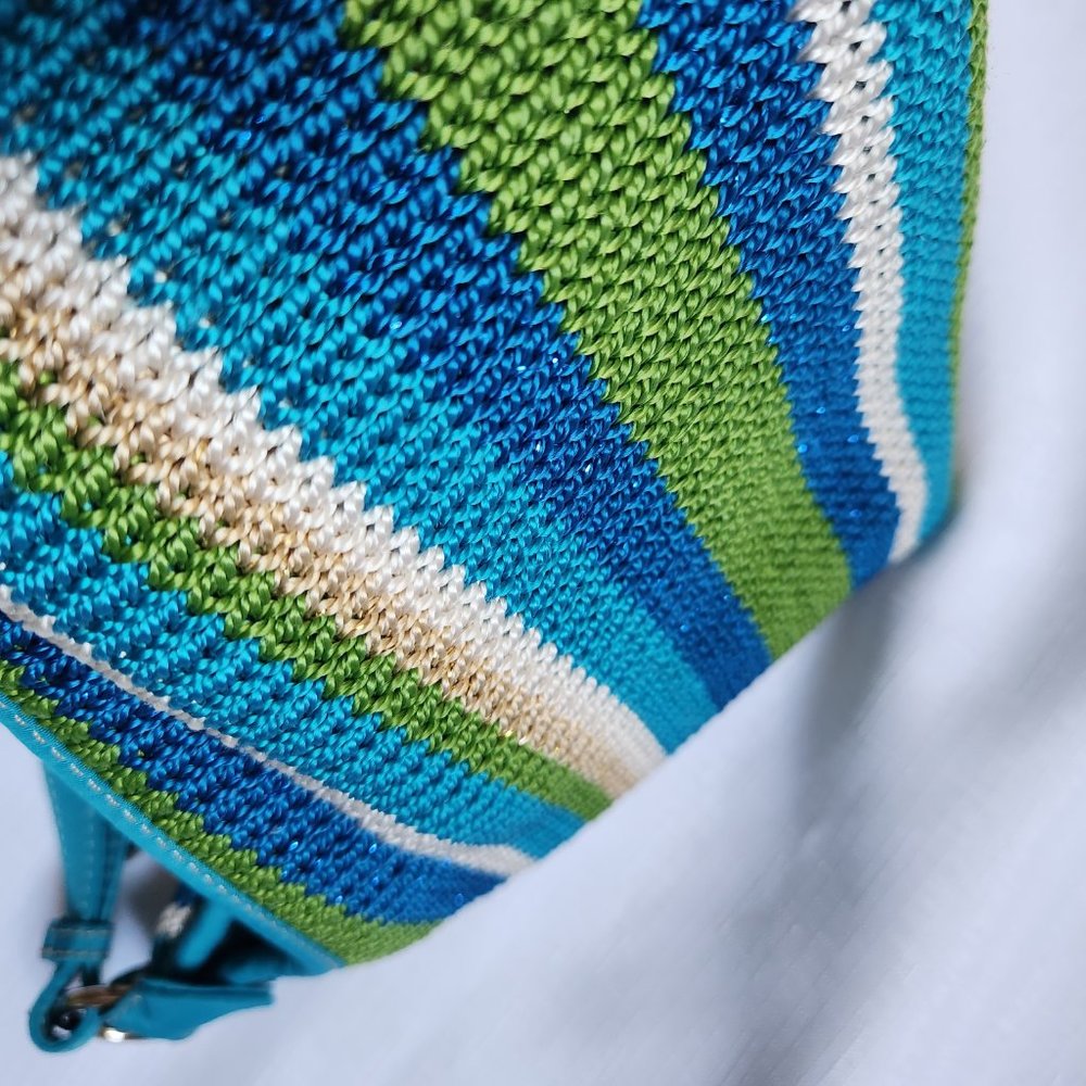 The Sak Blue/Multicolor Sparkly Crochet Knit Women Handbag - Picture 16 of 16